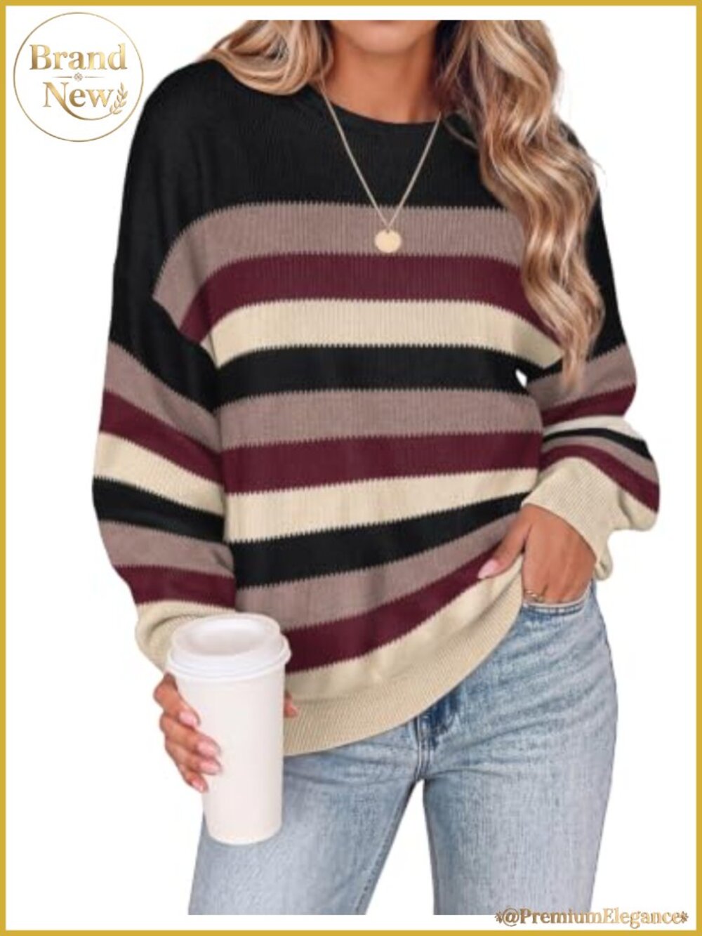 Cozy Oversized Knit Pullover Sweater Women Long Sleeve Fall Crewneck